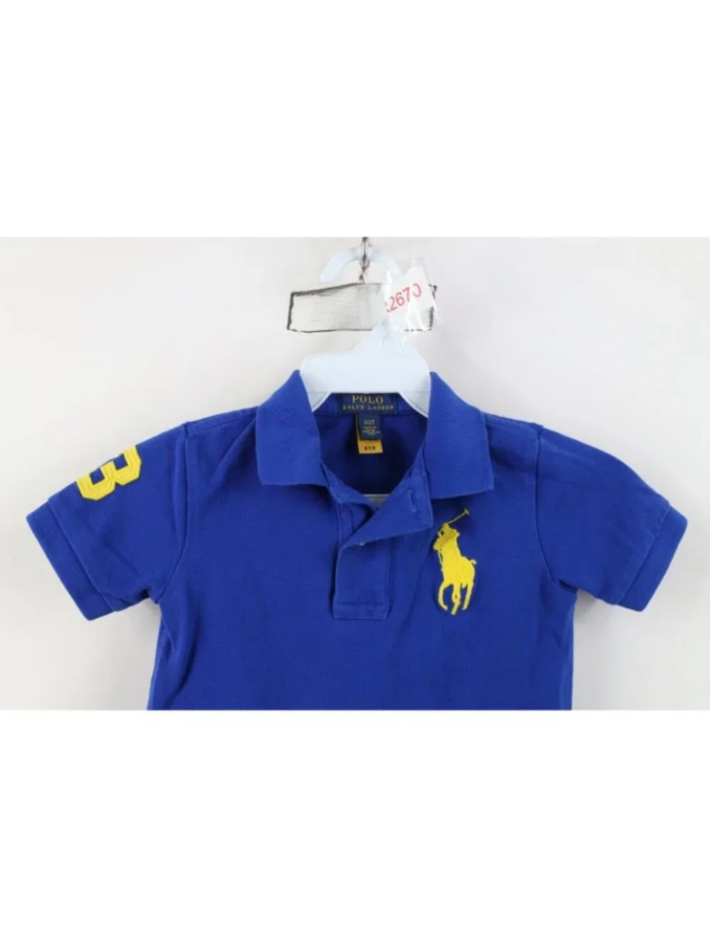 Vintage Y2K Ralph Lauren Boys Toddler 2T 2 T Big Pony Collared Polo Shirt Blue